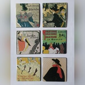Vintage French Art Toulouse-Lautrec Themed Coasters Galeries Lafayette